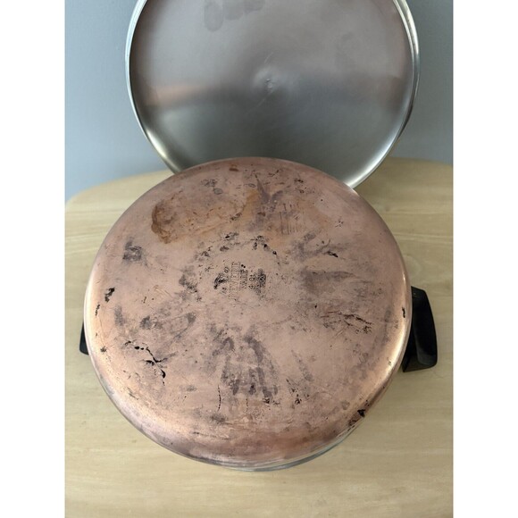 Vintage Revere Ware Copper Bottom 4 qt Pot Stainless Steel w/ Lid Clinton - Picture 12 of 16